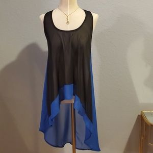 Hi-low color block top